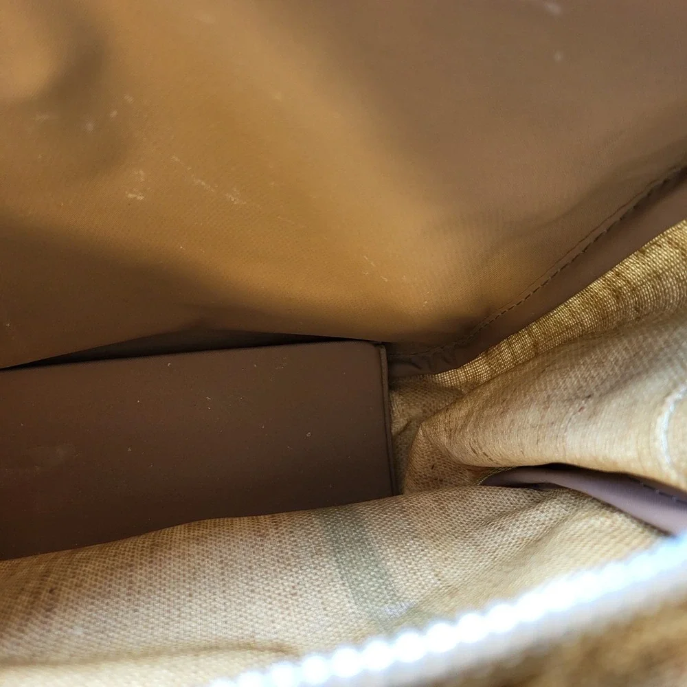 Samsonite Vintage Tan Canvas Crossbody Messenger Bag Brown Trim Travel Pouch